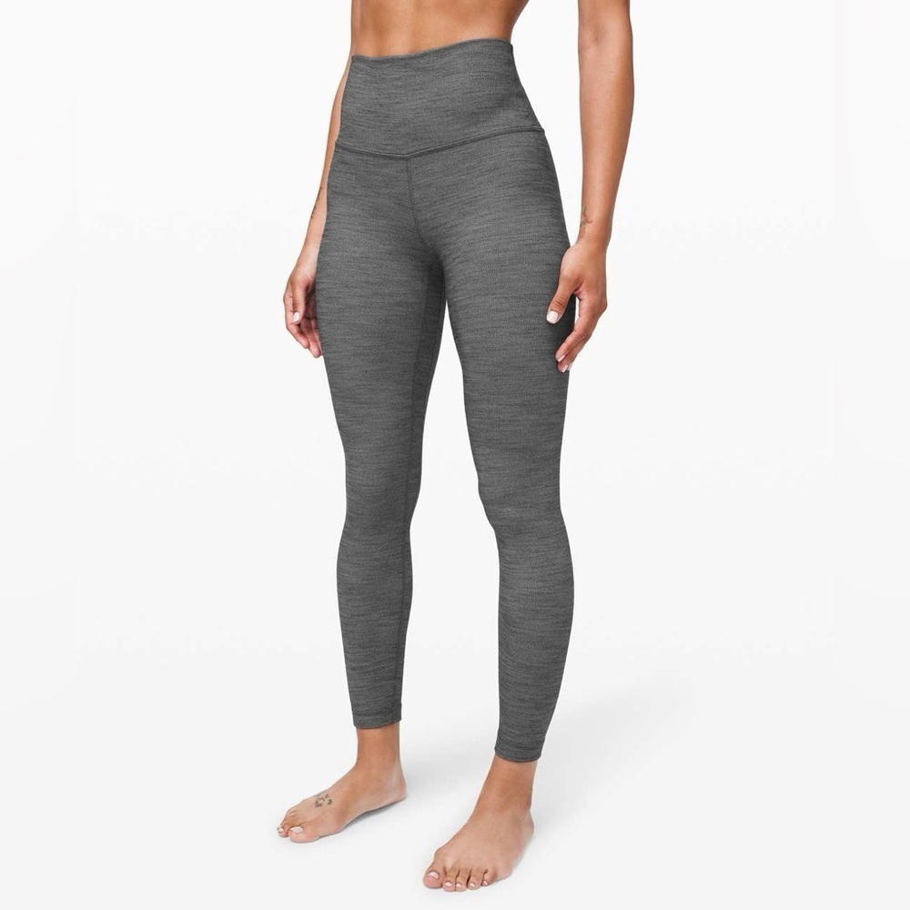 Lululemon Align Pant II 25" in Mini Heathered Herringbone Heathered Black Sz 10